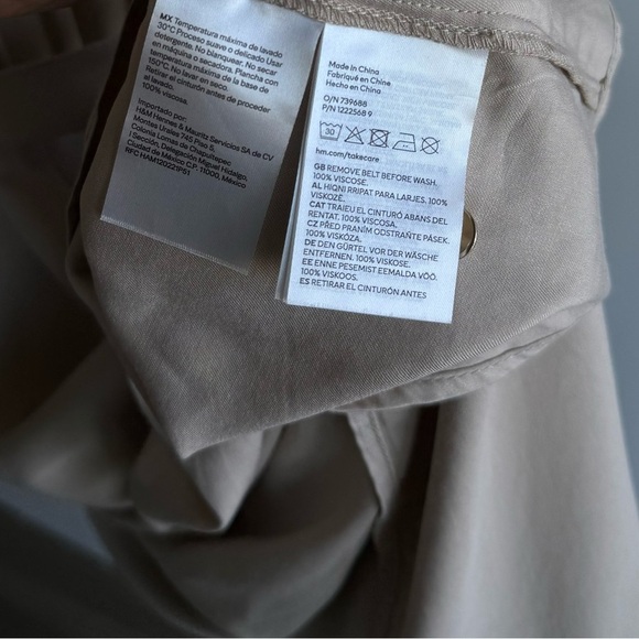 NWT H&M Tan Maxi Button Front Belted Short Sleeve Dress Size XL - Picture 6 of 7